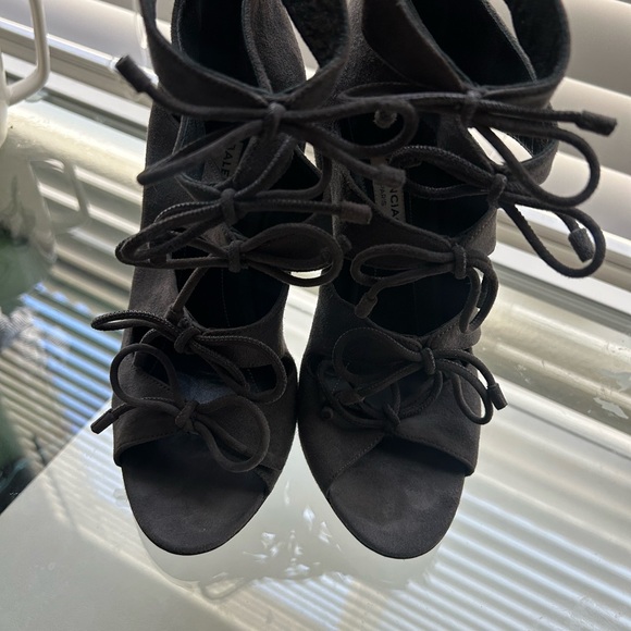 Balenciaga Black Lace-Up Heels - Picture 1 of 8